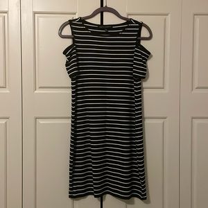 White House Black Market black and white striped t shirt dress, size XS